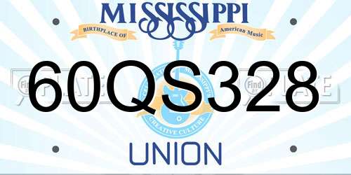 60QS328 Mississippi License Plate