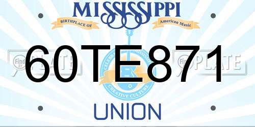 60TE871 Mississippi License Plate