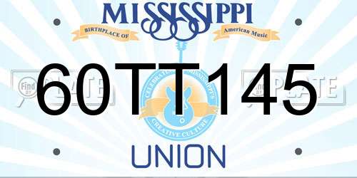 60TT145 Mississippi License Plate