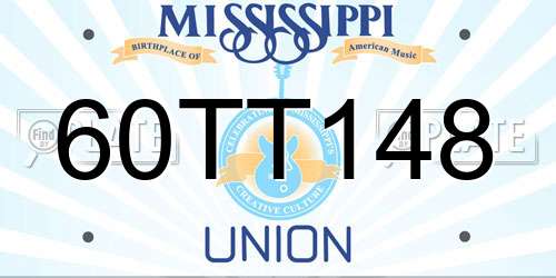 60TT148 Mississippi License Plate