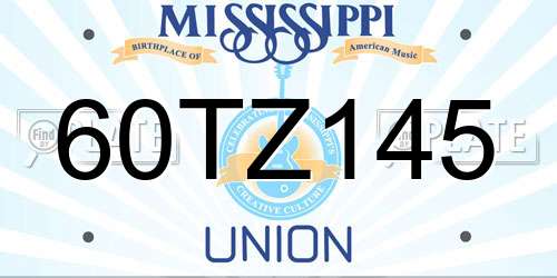 60TZ145 Mississippi License Plate