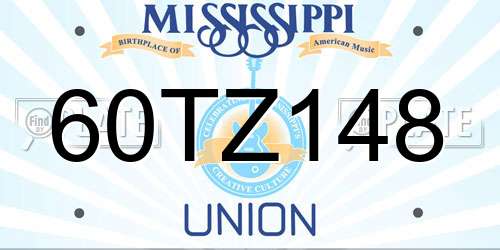 60TZ148 Mississippi License Plate