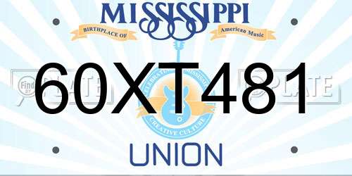 60XT481 Mississippi License Plate