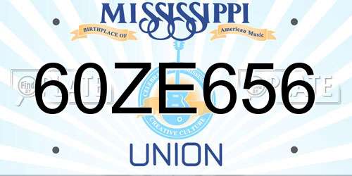 60ZE656 Mississippi License Plate