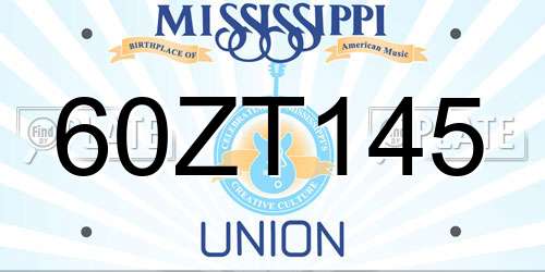60ZT145 Mississippi License Plate
