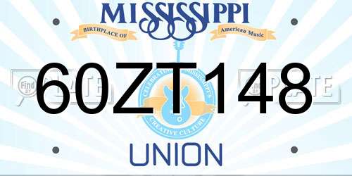 60ZT148 Mississippi License Plate