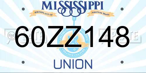 60ZZ148 Mississippi License Plate