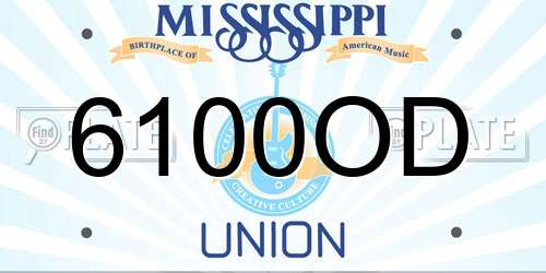 6100OD Mississippi License Plate