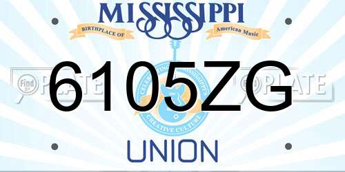 6105ZG Mississippi License Plate