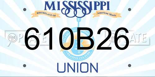 610B26 Mississippi License Plate