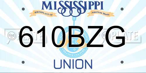 610BZG Mississippi License Plate