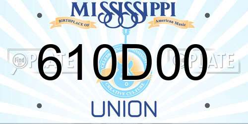 610D00 Mississippi License Plate