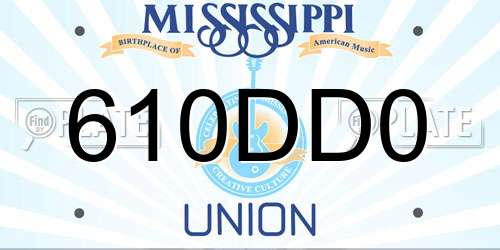 610DD0 Mississippi License Plate