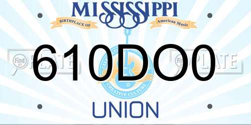 610DO0 Mississippi License Plate