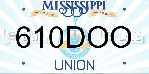 610DOO Mississippi License Plate