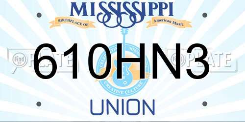 610HN3 Mississippi License Plate