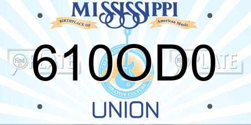 610OD0 Mississippi License Plate