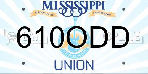 610ODD Mississippi License Plate