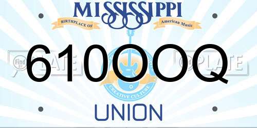 610OOQ Mississippi License Plate