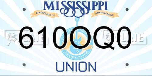 610OQ0 Mississippi License Plate
