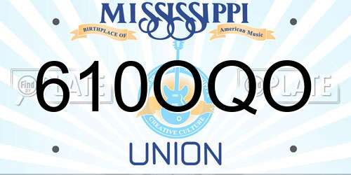 610OQO Mississippi License Plate