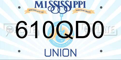 610QD0 Mississippi License Plate