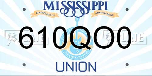 610QO0 Mississippi License Plate