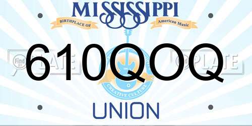 610QOQ Mississippi License Plate