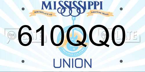 610QQ0 Mississippi License Plate