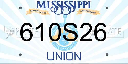 610S26 Mississippi License Plate
