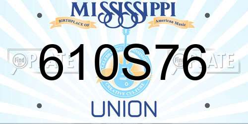 610S76 Mississippi License Plate