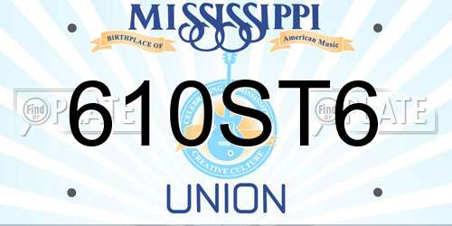 610ST6 Mississippi License Plate
