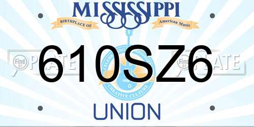 610SZ6 Mississippi License Plate