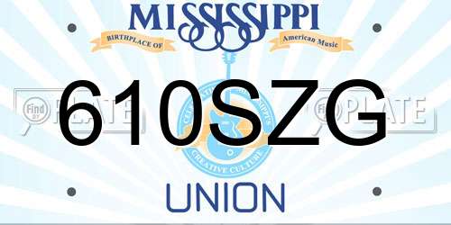610SZG Mississippi License Plate
