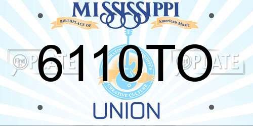 6110TO Mississippi License Plate