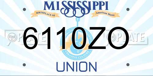 6110ZO Mississippi License Plate
