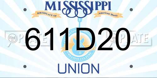 611D20 Mississippi License Plate