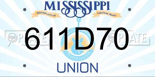 611D70 Mississippi License Plate