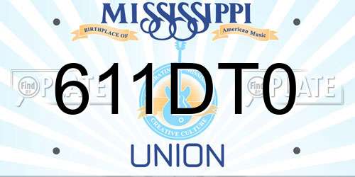 611DT0 Mississippi License Plate
