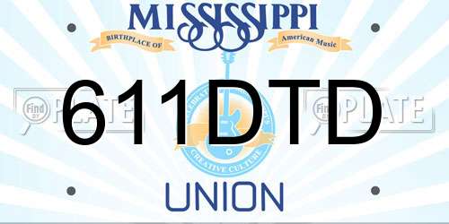 611DTD Mississippi License Plate