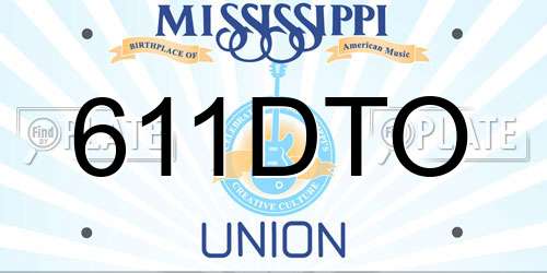 611DTO Mississippi License Plate