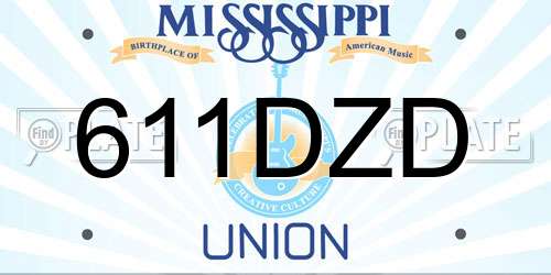 611DZD Mississippi License Plate
