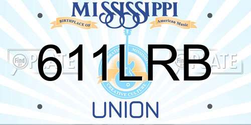 611LRB Mississippi License Plate