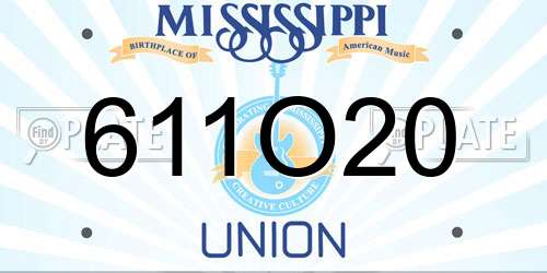 611O20 Mississippi License Plate