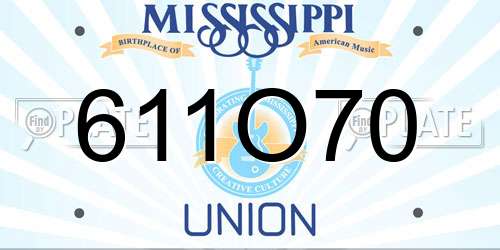 611O70 Mississippi License Plate