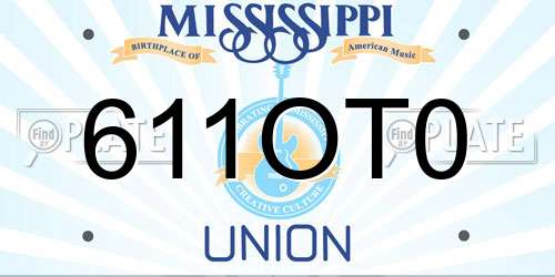 611OT0 Mississippi License Plate