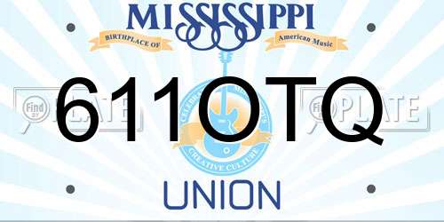 611OTQ Mississippi License Plate
