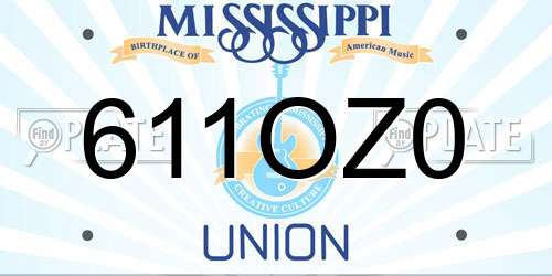 611OZ0 Mississippi License Plate