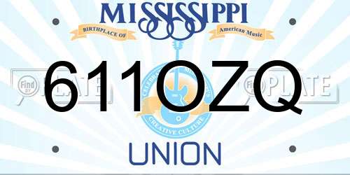 611OZQ Mississippi License Plate