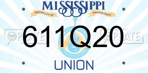 611Q20 Mississippi License Plate
